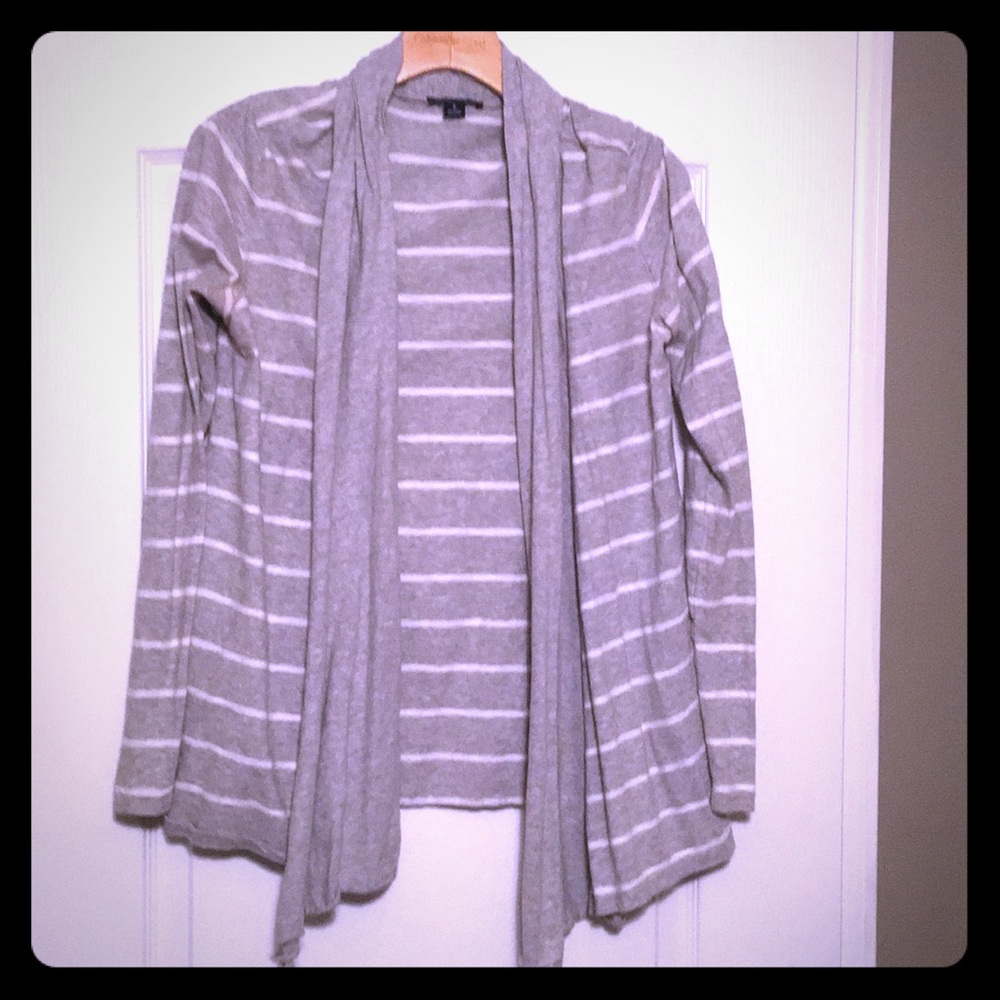 Nautica Grey and White striped cardigan